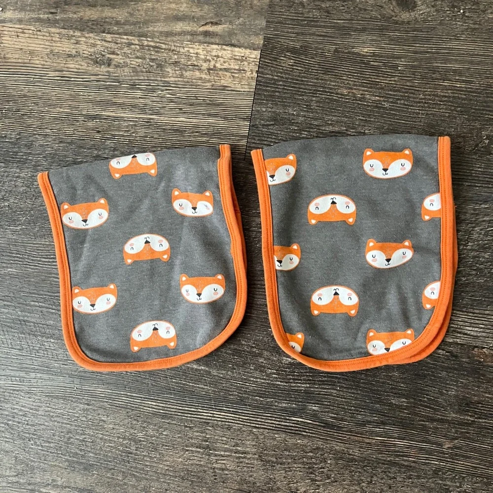 Fox Burp Cloths Cute Baby Burpies Shoulder Protection Set‎ of 2